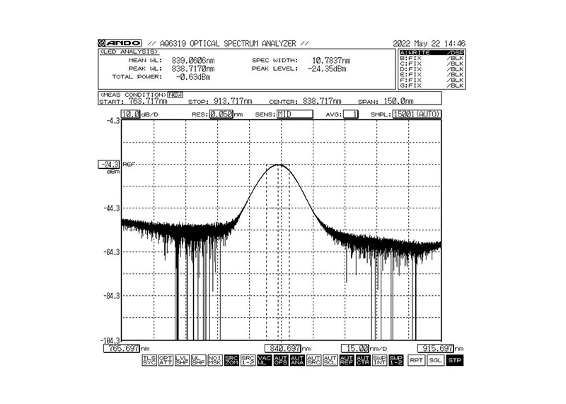 840nm 5mW 10nm Bandwidth SLED Broadband Light Source Module