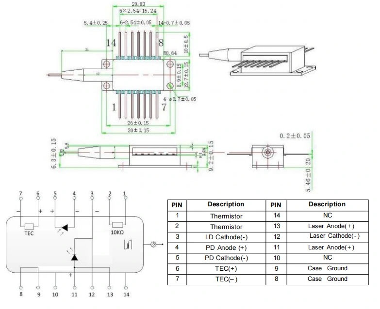 DWDM 14PIN Butterfly Analog Laser for CATV